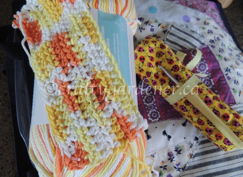 making square crochet dishcloths at craftygardener.ca