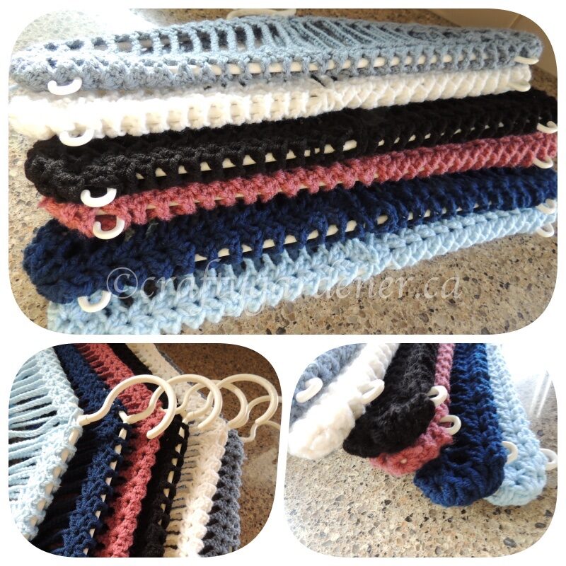 crochet covered coat hangers at craftygardener.ca