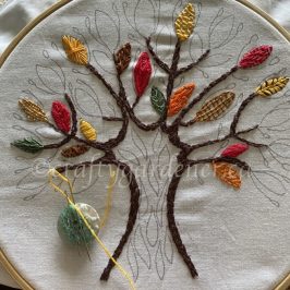 stitching an autumn tree at craftygardener.ca