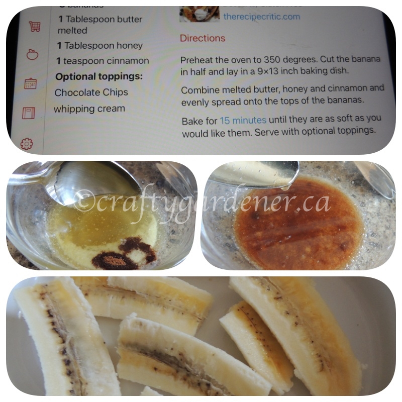 making baked bananas at craftygardener.ca