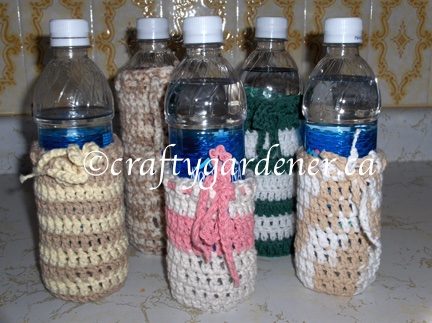 water bottle cozies at craftygardener.ca