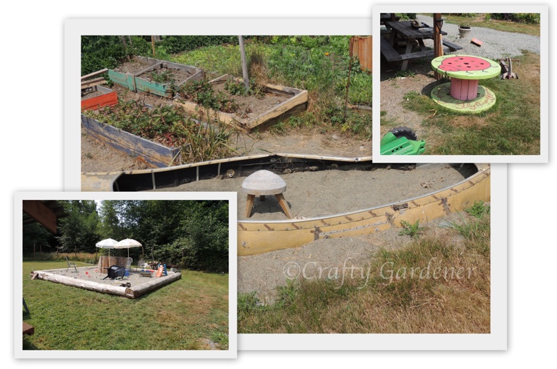 children's play area in the community gardens in Sooke, British Columbia
