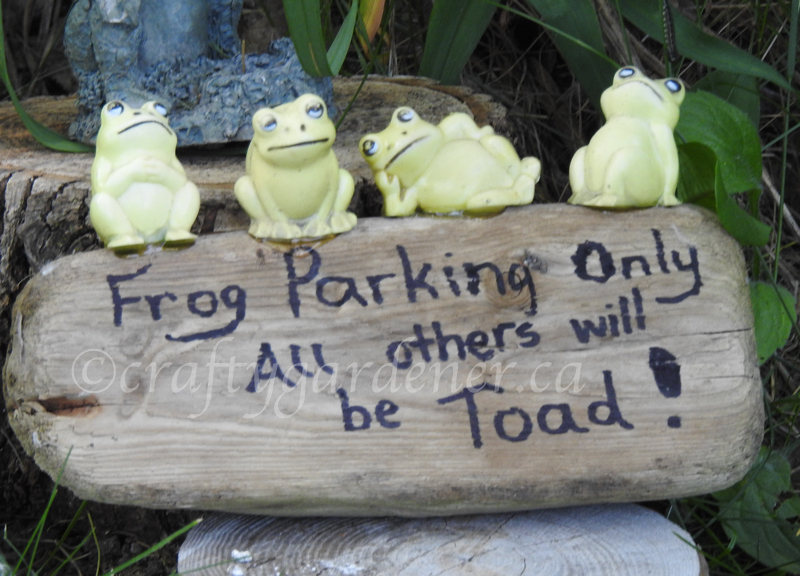 Frog parking sign at craftygardener.ca
