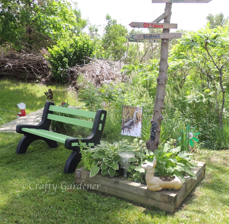 the garden bench at craftygardener.ca