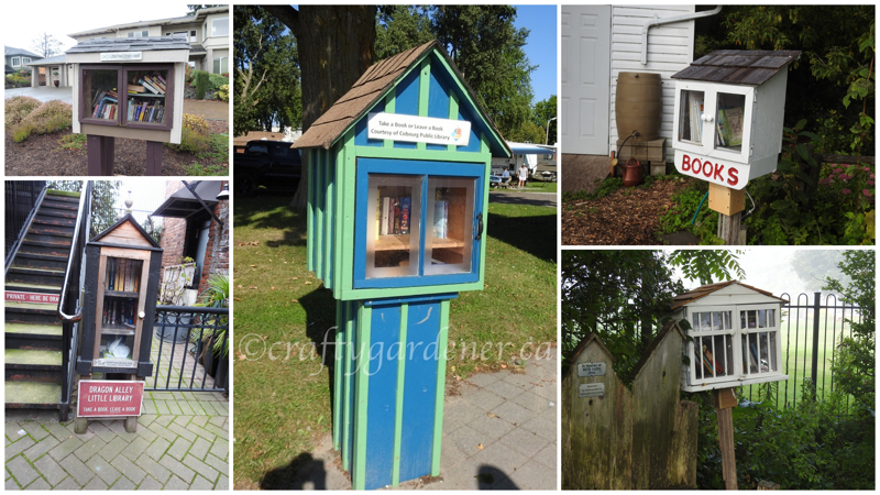 some little free libraries I've visited from craftygardener.ca