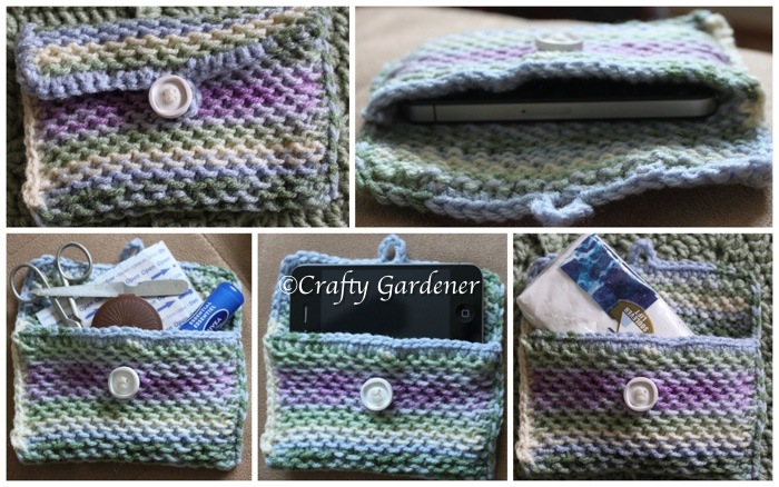 knitted pouch at craftygardener.ca