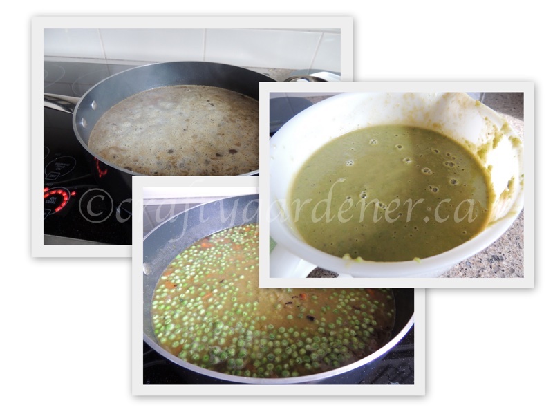 making green pea soup at craftygardener.ca
