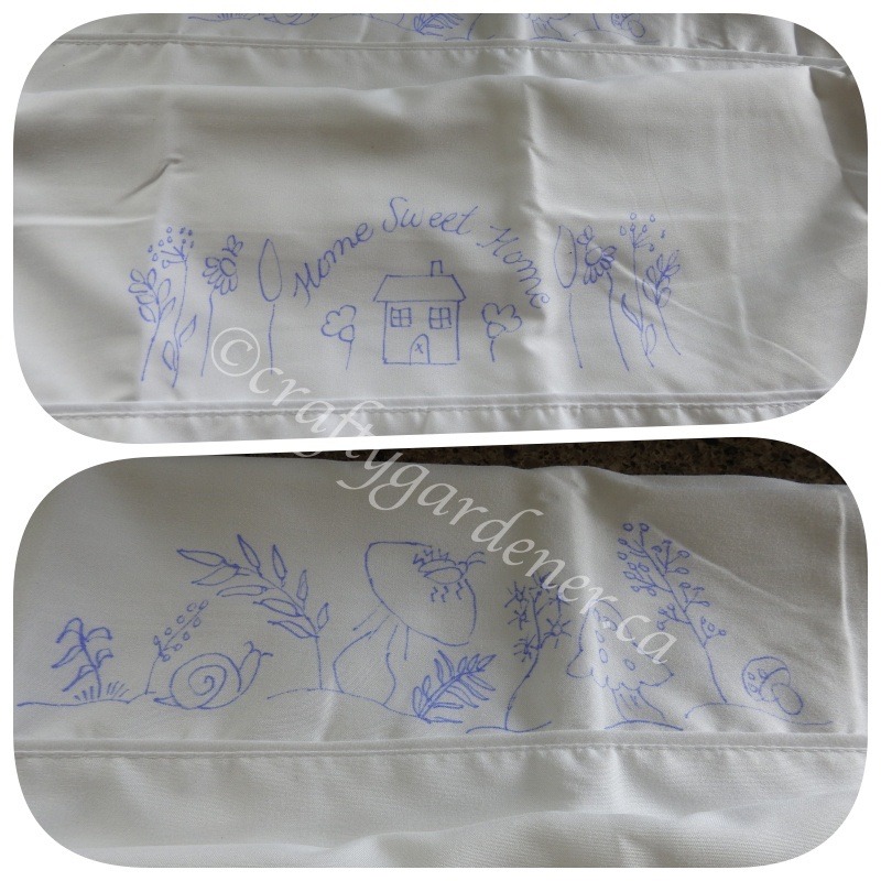 embroidered pillow cases at craftygardener.ca