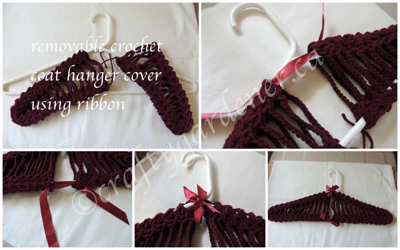 removable crochet covered coat hangers at craftygardener.ca