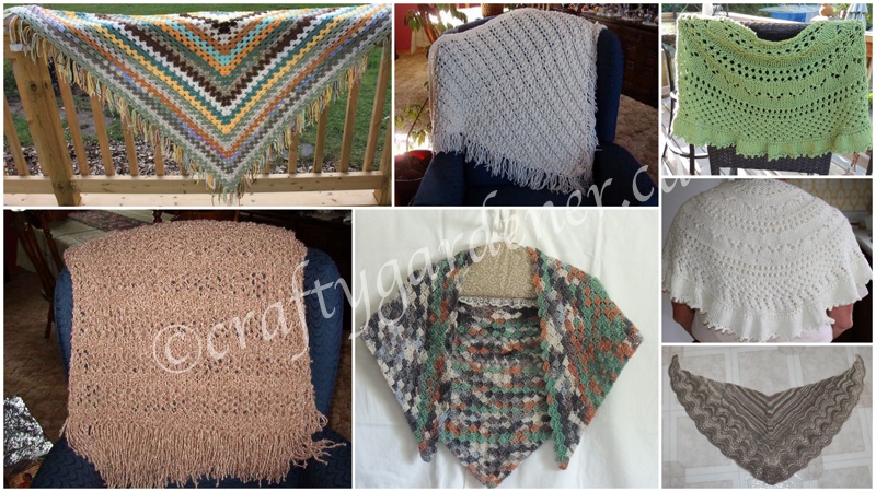 knit and crochet shawls at craftygardener.ca