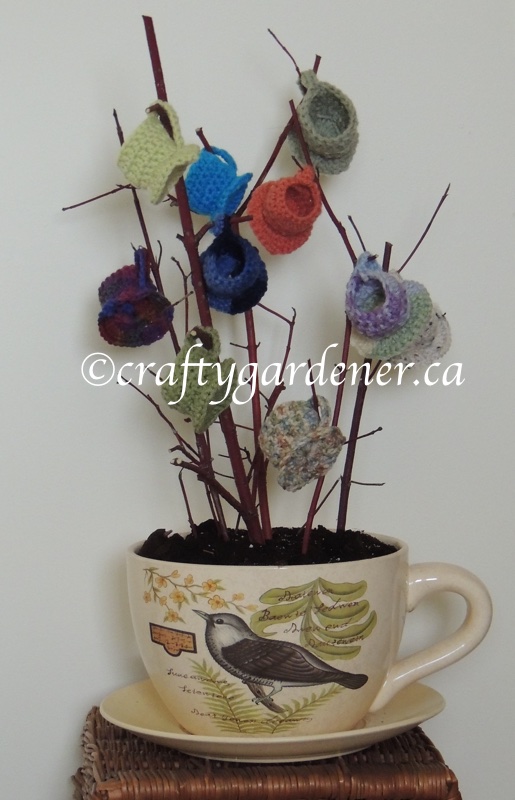 making a tea cup planter at craftygardener.ca