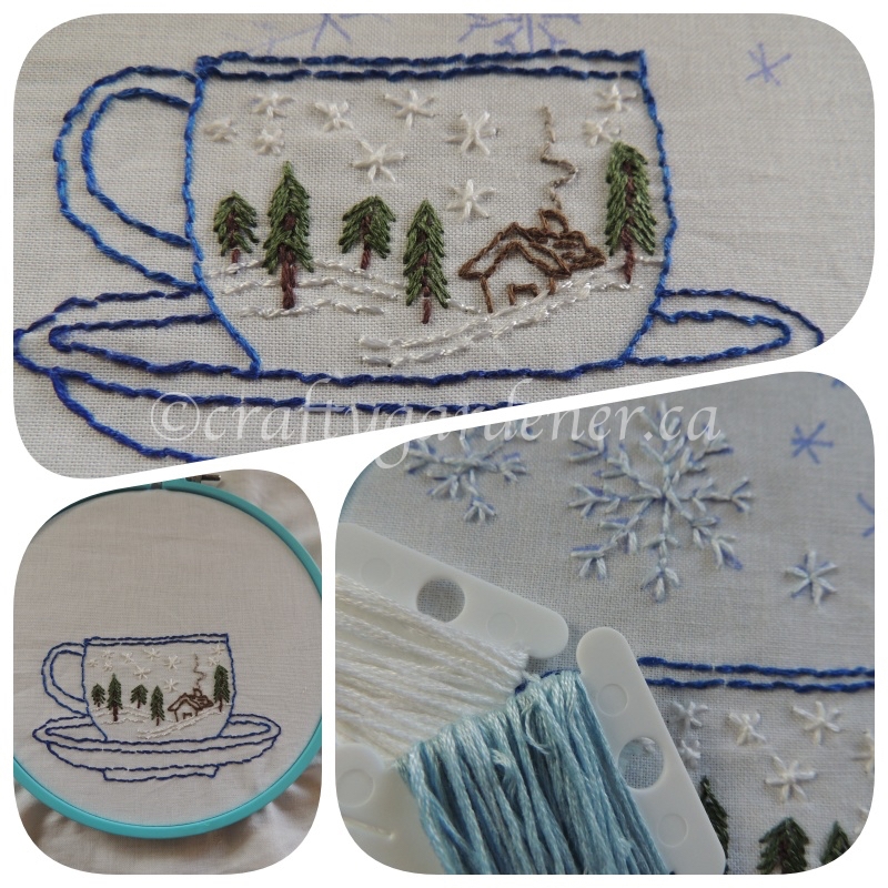 winter teacup embroidery at craftygardener.ca