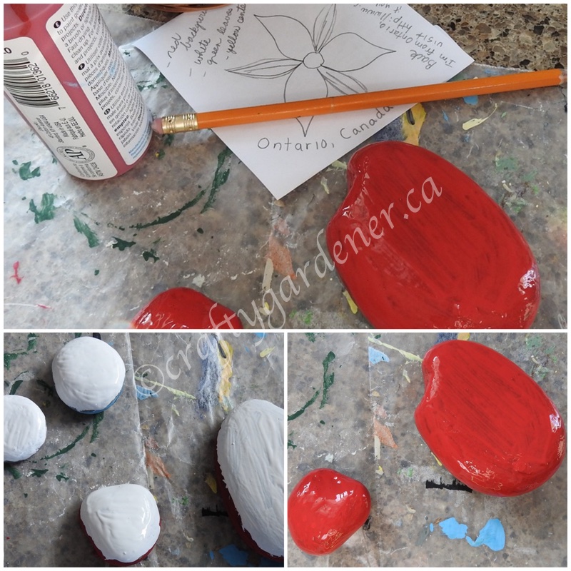 painting trillium rocks at craftygardener.ca