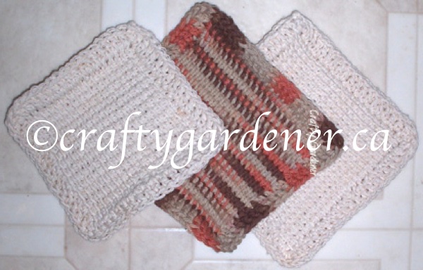 tunisian crochet dishcloths at craftygardener.ca