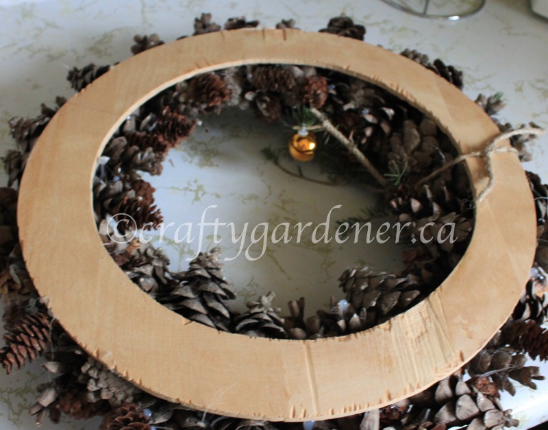 making a pinecone wreath at craftygardener.ca